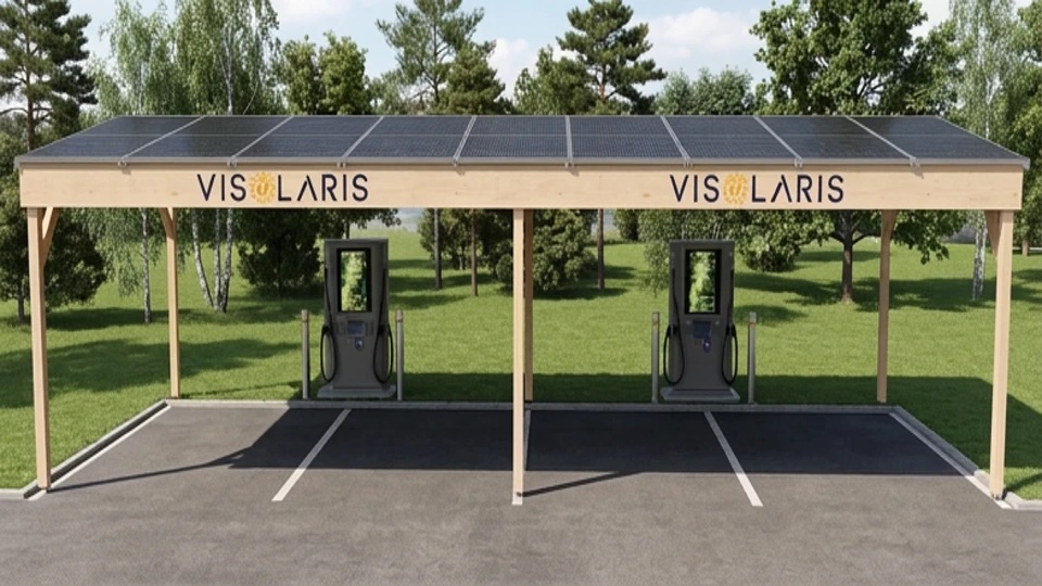 Solcellstak över snabbladdare